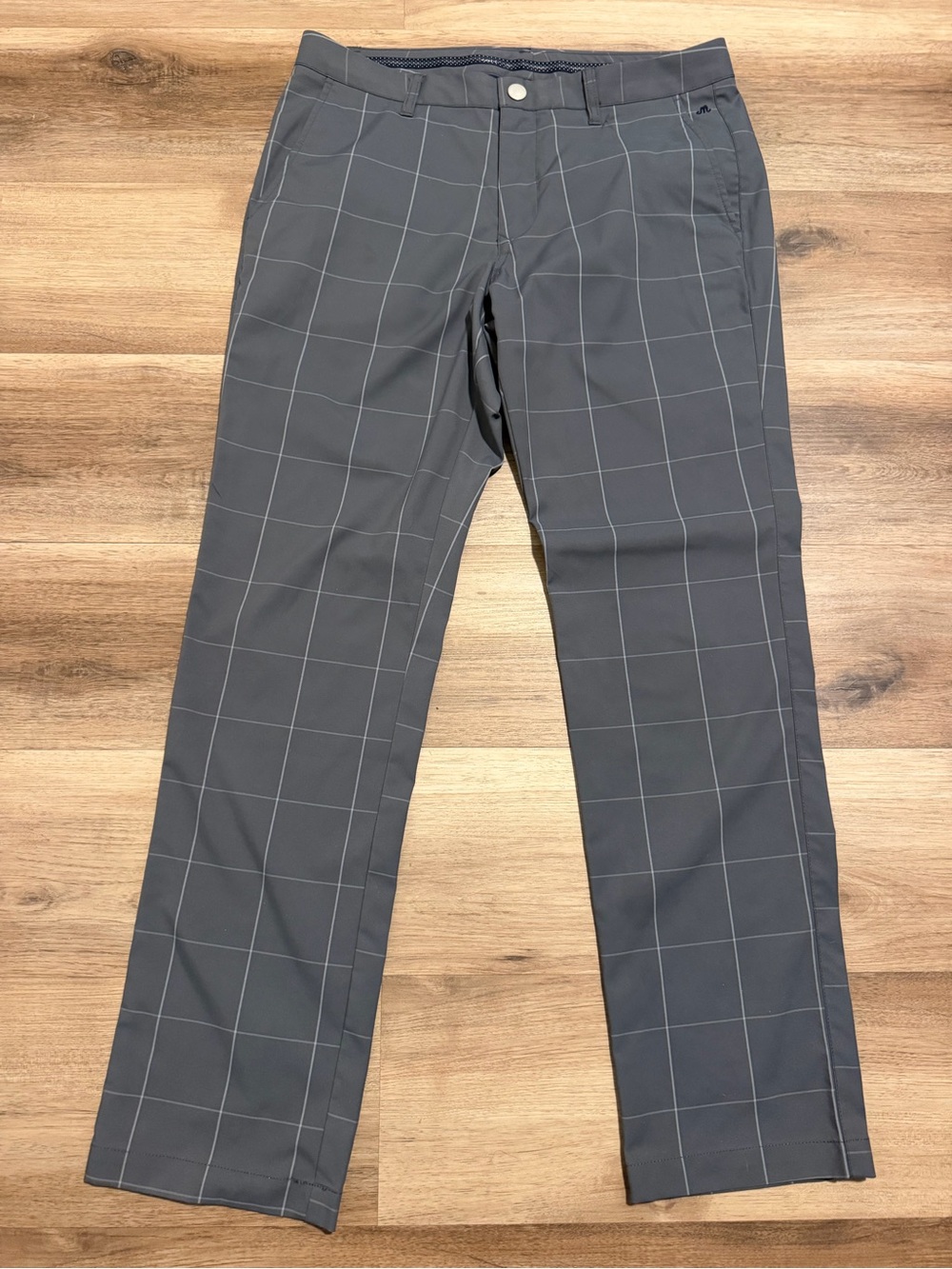 Bonobos Maide Golf Pants Mens 33x32 Herringbone Plaid Gray Stretch Ankle Zip 3pk - Picture 10 of 14